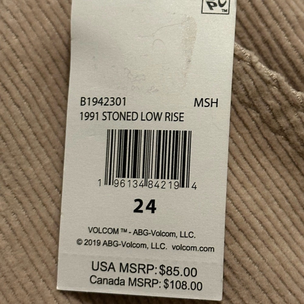 NWT Volcom Womens Pants 1991 Stoned Low Rise Jeans in MUSHROOM (MSH - Picture 15 of 15